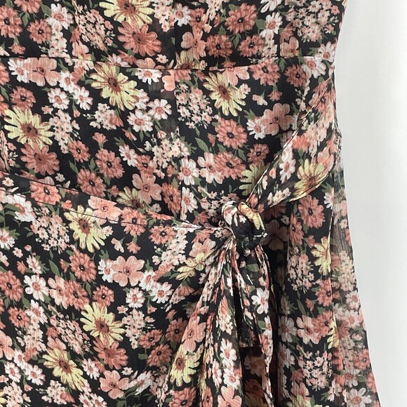 ABERCROMBIE & FITCH Black Floral Chiffon Halter Tie Mini Dress Womens Sz Small - Picture 4 of 8